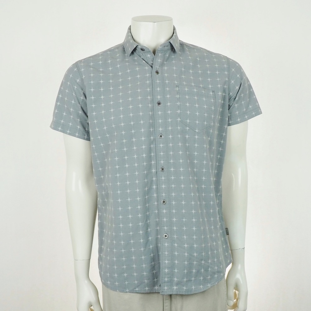 Kuhl Intrepid Button Down Shirt Mens Medium Gray Nylon Blend Casual Hiking Tech